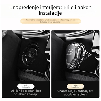 Runya Naljepnica za gumb za modifikaciju automobila - unutarnja zaštita poklopca starta, plastika + nehrđajući čelik, prilagodba i ispis logotipa