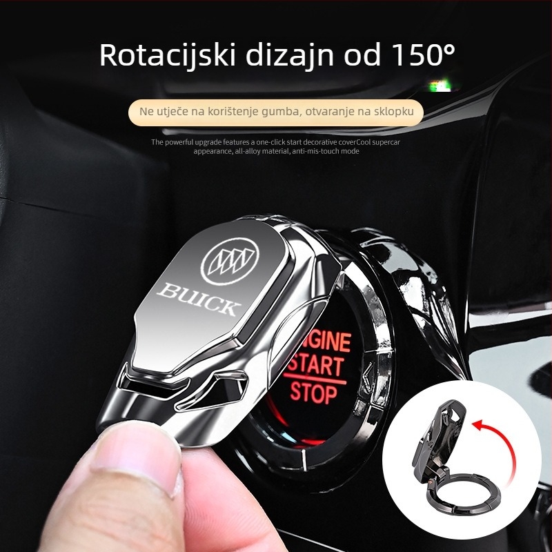 Runya Naljepnica za gumb za modifikaciju automobila - unutarnja zaštita poklopca starta, plastika + nehrđajući čelik, prilagodba i ispis logotipa