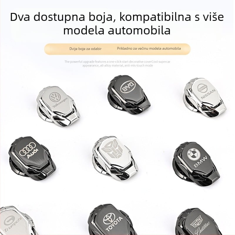 Runya Naljepnica za gumb za modifikaciju automobila - unutarnja zaštita poklopca starta, plastika + nehrđajući čelik, prilagodba i ispis logotipa