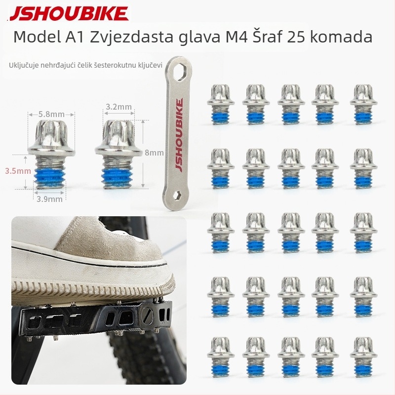 Planinski bicikl pedale protivklizni bodlji, čelik, 3 dodatna prilagodba, 4 mm Torx ključ, model: Anti-slip nails