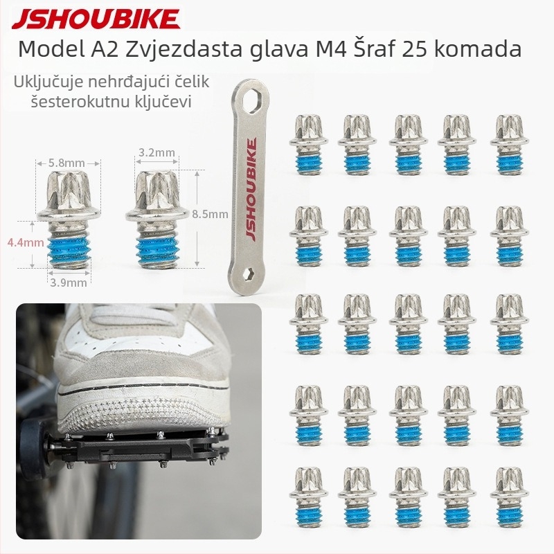 Planinski bicikl pedale protivklizni bodlji, čelik, 3 dodatna prilagodba, 4 mm Torx ključ, model: Anti-slip nails