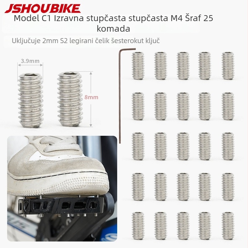 Planinski bicikl pedale protivklizni bodlji, čelik, 3 dodatna prilagodba, 4 mm Torx ključ, model: Anti-slip nails