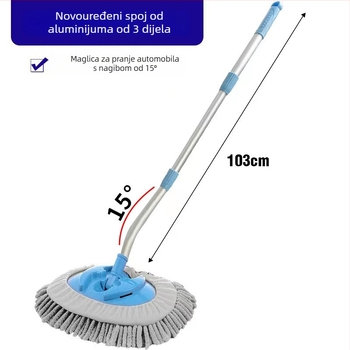 Mop za pranje auta s savitljivim štapom, mek Chenille velur, aluminijska legura – ne grebe lak.