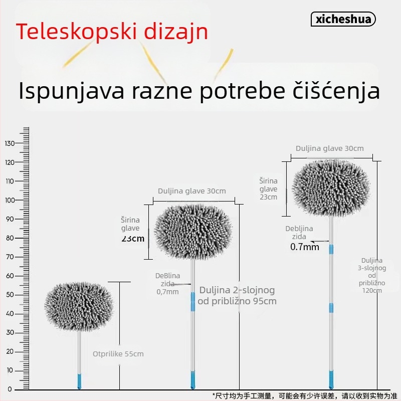 Mop za pranje auta s savitljivim štapom, mek Chenille velur, aluminijska legura – ne grebe lak.