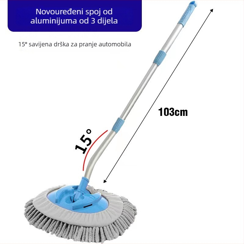Mop za pranje auta s savitljivim štapom, mek Chenille velur, aluminijska legura – ne grebe lak.