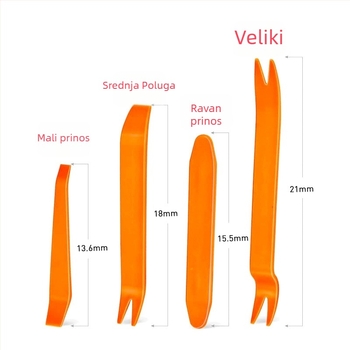 Plastični alat za unutrašnjost automobila i demontažu audio sustava (jednodijelni oblik; PP materijal; pozicija navigacijskog zaslona; opći automobilski modeli)