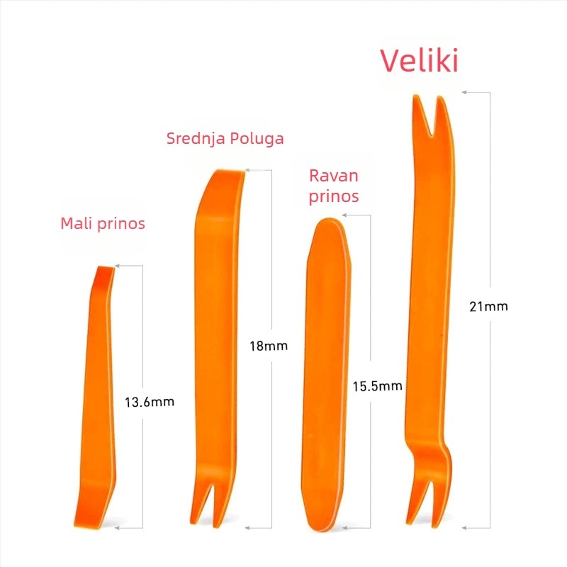 Plastični alat za unutrašnjost automobila i demontažu audio sustava (jednodijelni oblik; PP materijal; pozicija navigacijskog zaslona; opći automobilski modeli)