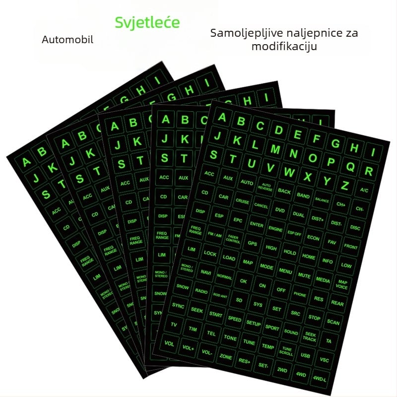 Svijetle naljepnice za tipke automobila – PVC, otporne na visoke i niske temperature, za otvor zraka i središnju kontrolnu jedinicu, univerzalna kompatibilnost