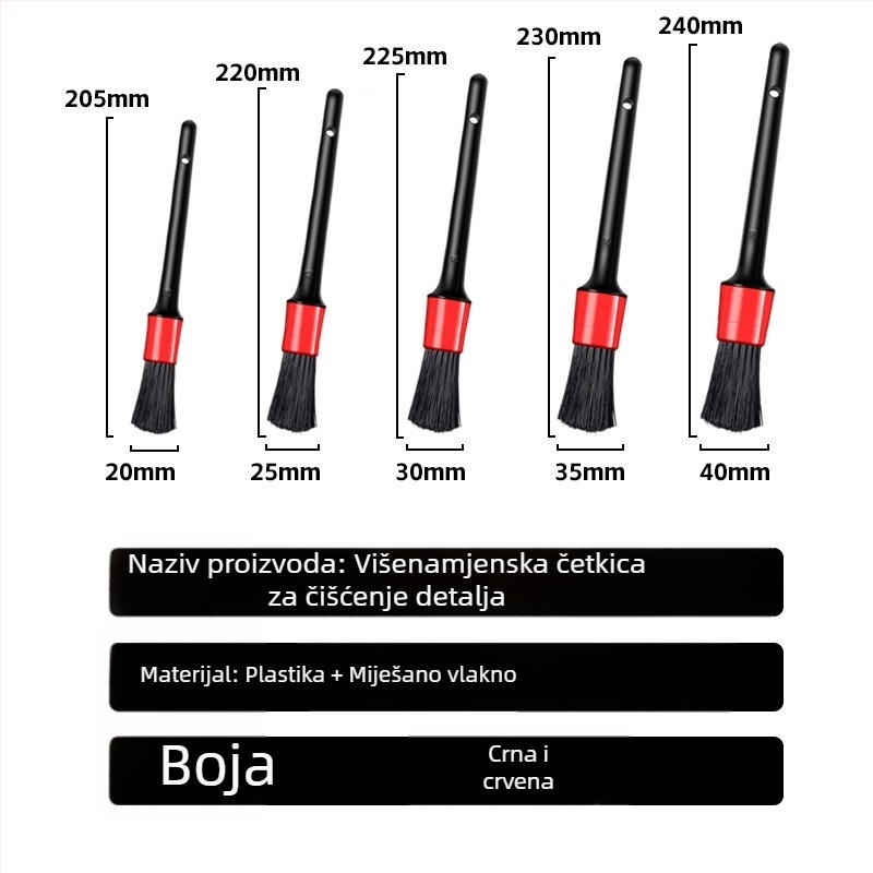 Kružna četka za pranje automobila, četka za detalje za proreze, plastična, 5-dijelni set, Record work, Kôd proizvoda: Jb-a-091