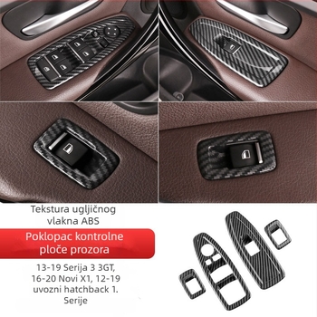 BMW Okvir gumba za podizanje prozora vrata, ABS karbonski uzorak, kompatibilan s 1 Series / 3 Series / 3GT / X1, Marka BRIDESE/Boledsa