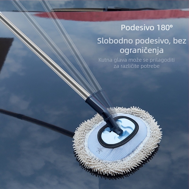 Četka za pranje automobila od nehrđajućeg čelika, mekane dlačice, zakrivljena cijev i teleskopska ručka za višestruko čišćenje — Marka: Other