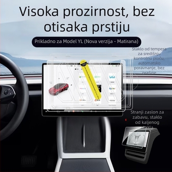 Tesla Model Y 2025 Navigacijski i zabavni zaslon s kaljenim filmom