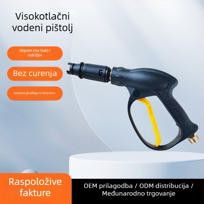 Visokotlačna pištolj za pranje automobila — mlaznica u obliku kljunastog kluna (Duckbill); glava: bakar + inženjerski plastici; drška: inženjerski plastici; tlak: 150; raspršivanje: 25