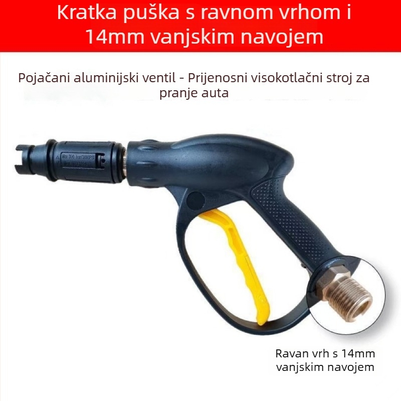 Visokotlačna pištolj za pranje automobila — mlaznica u obliku kljunastog kluna (Duckbill); glava: bakar + inženjerski plastici; drška: inženjerski plastici; tlak: 150; raspršivanje: 25