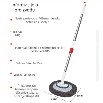 Mop za pranje automobila — chenille, zakrivljena ručka, teleskopska duga ručka, model QJS-JWMHSWG-Z, brend Oka Star