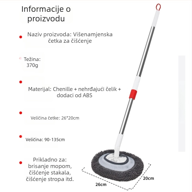 Mop za pranje automobila — chenille, zakrivljena ručka, teleskopska duga ručka, model QJS-JWMHSWG-Z, brend Oka Star