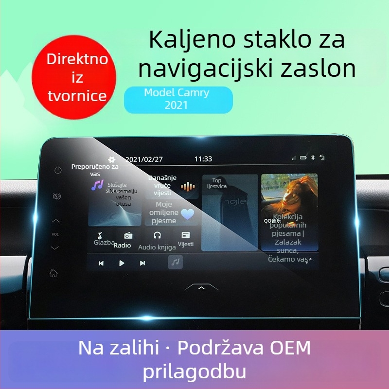 Tvrdo staklo zaštitni zaslon za LCD zaslon središnje konzole Toyota Camry 24. generacije