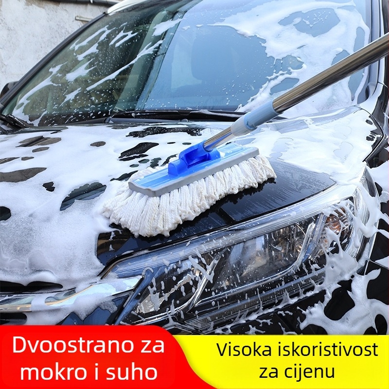 Mop za pranje automobila od vlakana, dvodijelni teleskopni držač, četka za uklanjanje prašine, alat za čišćenje