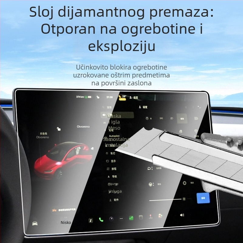 Kaljeno staklo zaštita zaslona središnje kontrole Tesle, modeli 3/Y/X/S, HD zaštita očiju