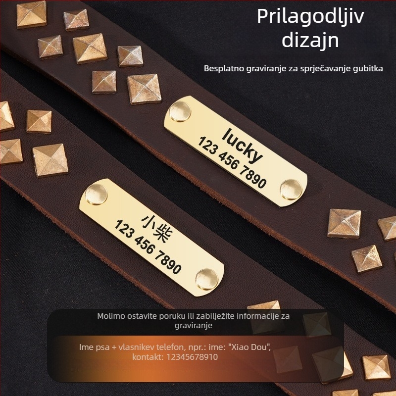 One Tail kožni ovratnik za psa – mrežasti uzorak, hip-hop stil, za sve sezone