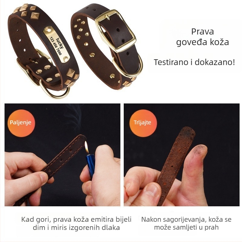 One Tail kožni ovratnik za psa – mrežasti uzorak, hip-hop stil, za sve sezone