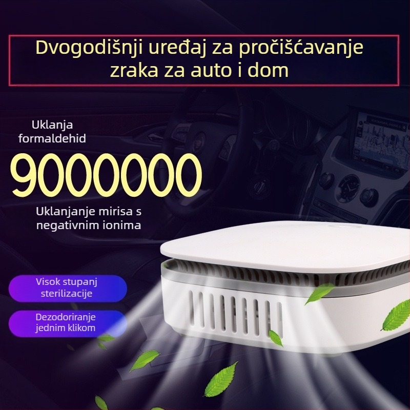 Čistač zraka za dom i auto s negativnim ionima i filtracijom aktivnog ugljika, USB napajanje, tih rad ispod 36 dB, CADR 51-150 m³/h, pogodan za 11–20 m²