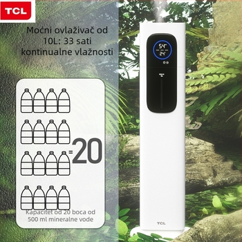 Ovlaživač zraka - podni koloni dizajn, pokriće 21–30 m2, 4.1–6.0 L spremnik, daljinsko upravljanje, buka ispod 36 dB