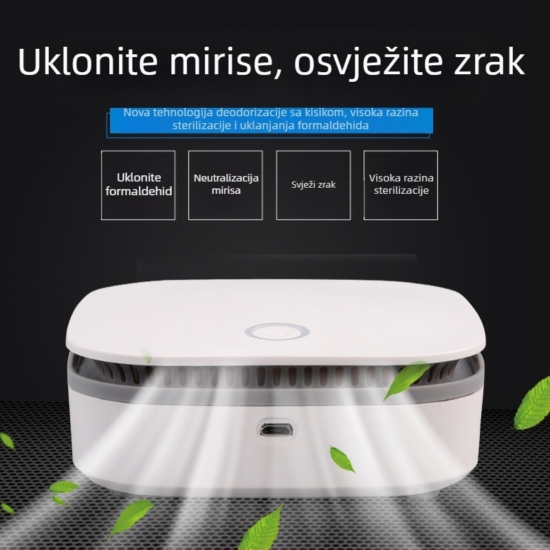 Pročistač zraka s negativnim ionima i ozonom za auto i dom | USB napajanje, buka 36–45 dB, protok zraka 50 m³/h, pogodno za 11–20 m²