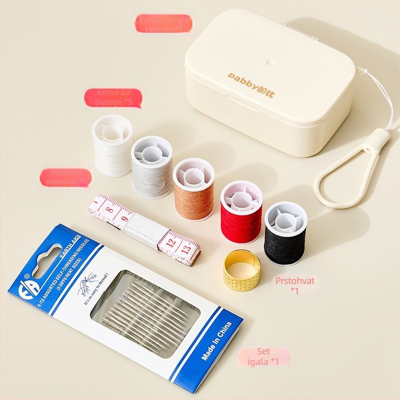 Prijenosna ABS kutija za šivanje, 140-dijeli set, džepna veličina, jednostavan stil