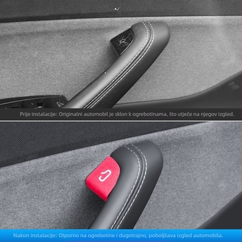Unutarnja zakrpa od velura za gumbić vrata Tesla Model Y/Model 3 (nova verzija) – materijal: velur; kompatibilnost: Model Y/Model 3; tisk logotipa moguć; prilagođavanje