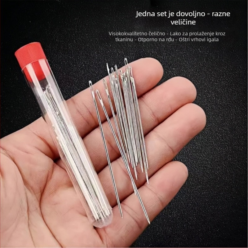 34-dijelni set šivaćih igala od nehrđajućeg čelika, velikih očiju, za kućnu uporabu