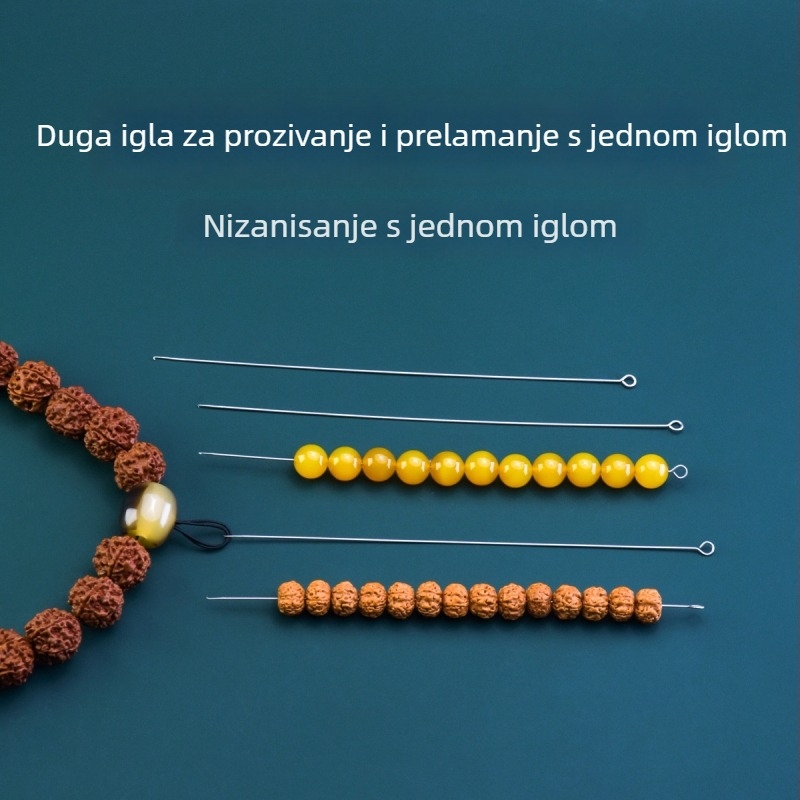 Igla za navlačenje perli — ručno izrađena, ultra tanka, poseban alat za navlačenje i prodiranje perli, lagan dizajn, pakiranje 1 kom, težina oko 0,7 g