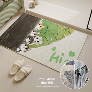 Protuklizna kupaonska prostirka od poliesternih vlakana, kvadratnog oblika, karikaturalni uzorak, pogodna za kupaonu i ulaz, za pranje