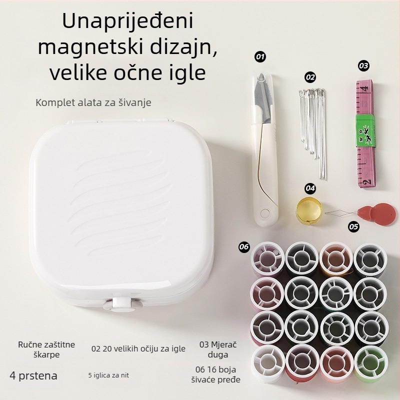 Set za šivanje – Prijenosni džepni stil, ABS materijal, kutija od 100 komada, 280 g, Prilagodljivo