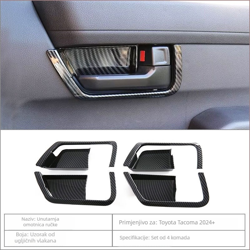 Unutarnja modifikacijska naljepnica za Toyota Tacoma – dekorativni okvir unutarnje ručke i zaštitna pločica unutarnje šupljine vrata; materijal ABS; marka Little Le Wang; model Toyota Tacoma; porijeklo Zhejiang