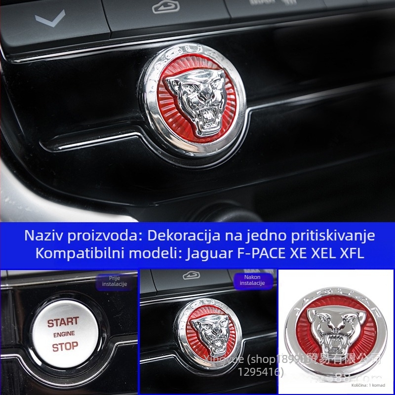 Poklopac gumba za paljenje Jaguara s motivom leopardove glave - cinkova legura + ABS, kompatibilan XFL/F-PACE/XEL