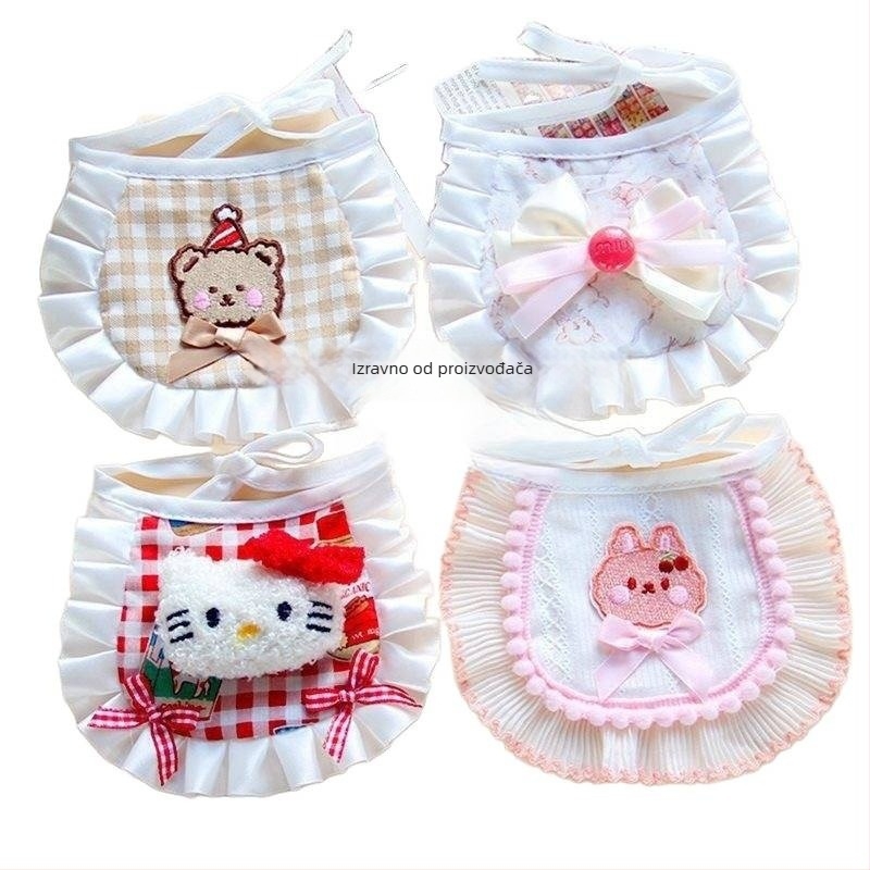 Aksesoari za kućne ljubimce: platnena ovratnica-salvete s ukrasnom čipkom, ručno pleten ručnik za slinice, univerzalno za mačke i pse, porijeklo Jiangsu, opušteni stil