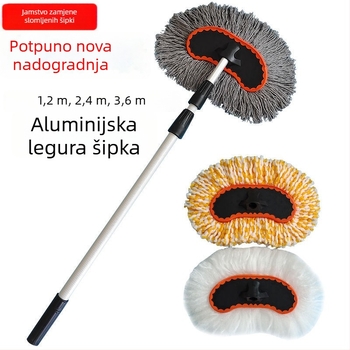 Četka za pranje automobila s teleskopskom ručkom od aluminijske legure i produženim mekanim pamučnim koncem — Materijal: aluminijska legura; Tip: četka za pranje automobila; Kod proizvoda: 01-01-032