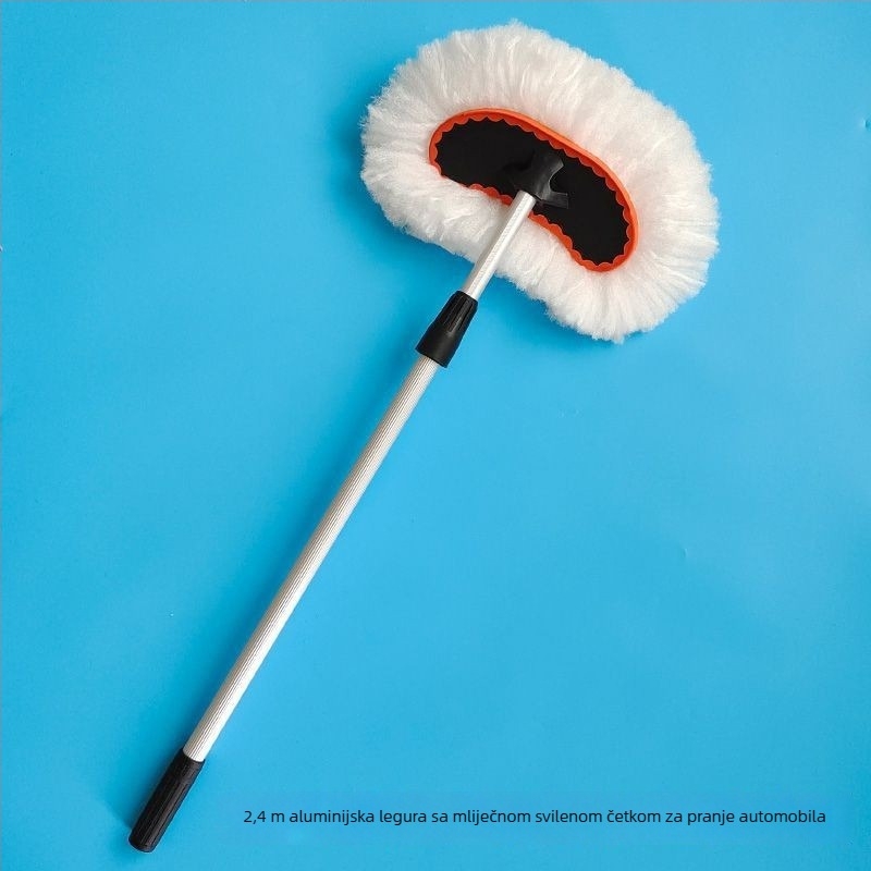 Četka za pranje automobila s teleskopskom ručkom od aluminijske legure i produženim mekanim pamučnim koncem — Materijal: aluminijska legura; Tip: četka za pranje automobila; Kod proizvoda: 01-01-032