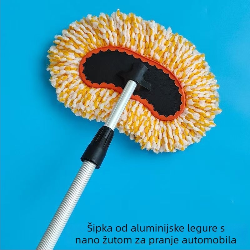 Četka za pranje automobila s teleskopskom ručkom od aluminijske legure i produženim mekanim pamučnim koncem — Materijal: aluminijska legura; Tip: četka za pranje automobila; Kod proizvoda: 01-01-032