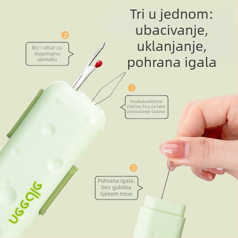 Prijenosni višenamjenski alat za navlačenje igle, s magnetskom kutijom za igle, ABS, 300 komada u kutiji, minimalistički dizajn