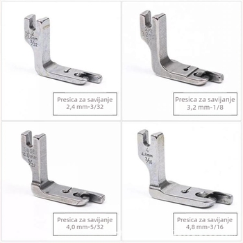 Set potka za industrijske šivaće strojeve: rolani rub, rubni preklop, šav za rukave — 200 kom, 0,02 kg