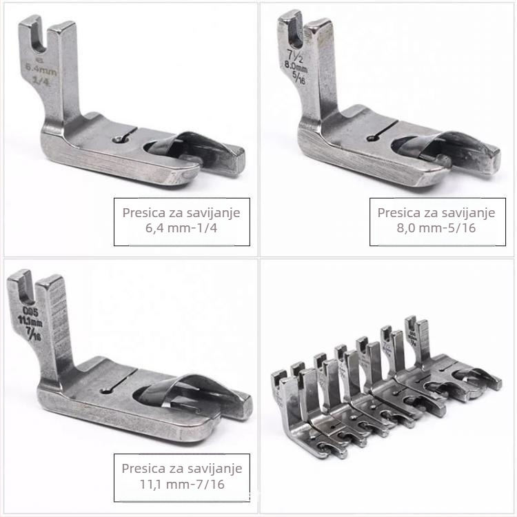 Set potka za industrijske šivaće strojeve: rolani rub, rubni preklop, šav za rukave — 200 kom, 0,02 kg