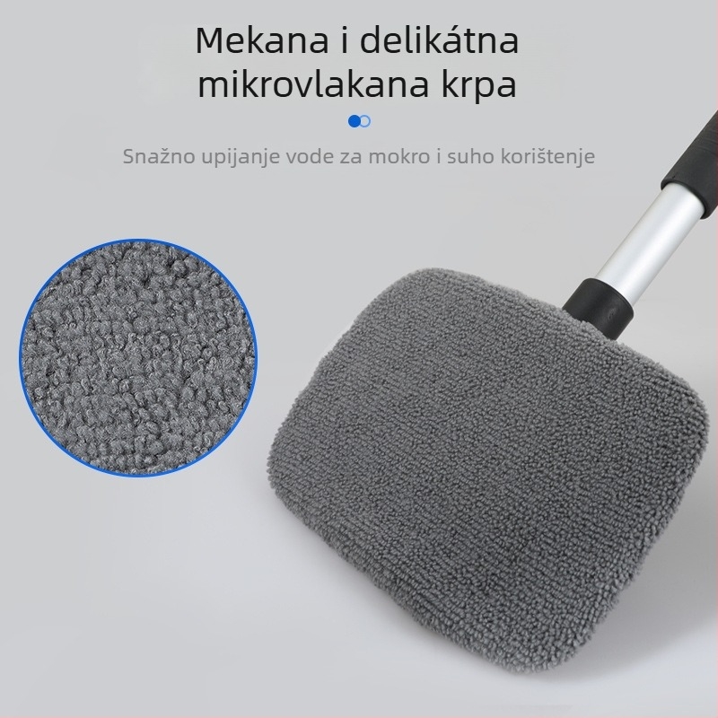 Runner alat za čišćenje vjetrobranskog stakla automobila s izvlačivom rukohvatom - aluminijska legura, mikrovlakana, ABS i PP