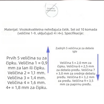 Set kukica za pletenje s mekanom drškom od nehrđajućeg čelika, ručno izrađeno, za pletenje pulovera