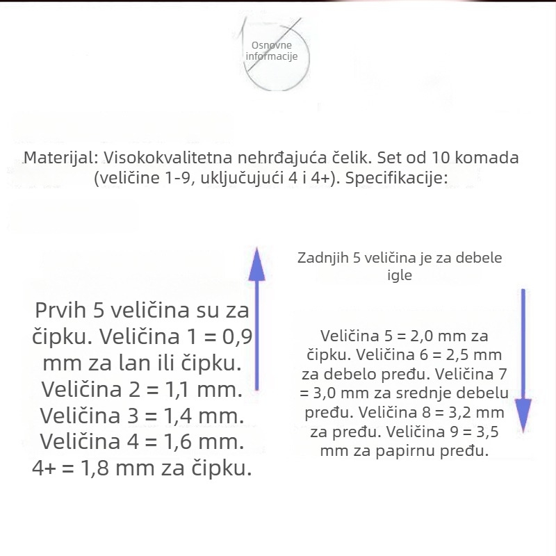 Set kukica za pletenje s mekanom drškom od nehrđajućeg čelika, ručno izrađeno, za pletenje pulovera