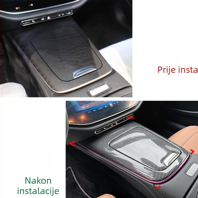 Mercedes-Benz E-Class W214 Centrala ploča upravljanja – unutarnja naljepnica, ABS materijal, karbonski uzorak, za modele 2024+ (E260/E300)