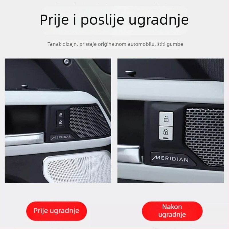 Dekorativne naljepnice za tipke kontrole zaključavanja unutarnje ploče vrata za Land Rover Defender 110/90 (2020-2026)