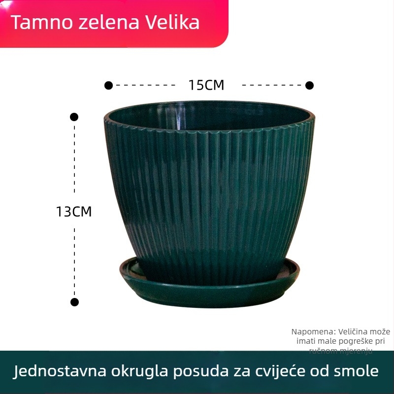 Saksija za kućno bilje za sukulente, prozračna smola, moder veliki plastični lonac, mali lonac