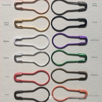 Igla Name marke, kruškolika etiketa za odjeću, bakar/željezo